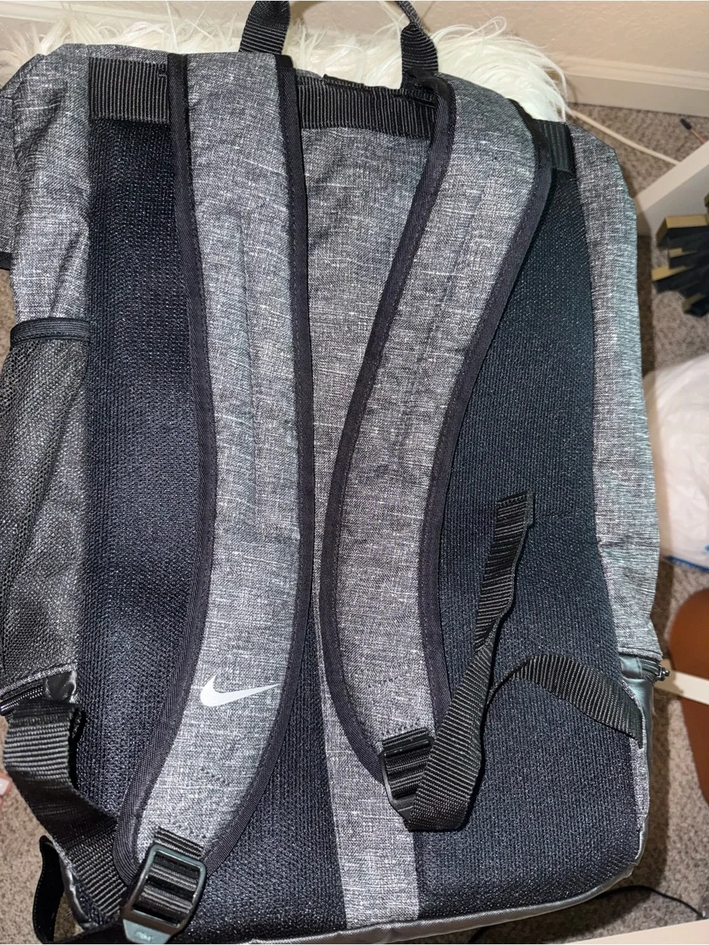 Nike Gray/Black Roll-Top Backpack with Shoe Compartment